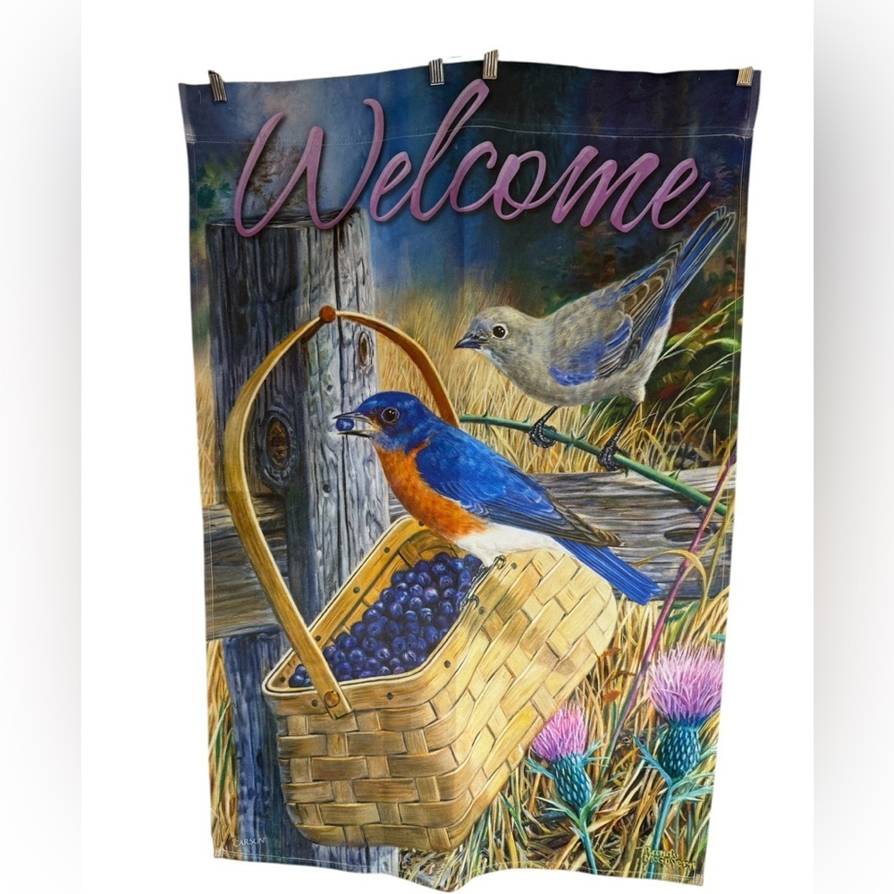 Welcome Bird and Basket Garden Flag